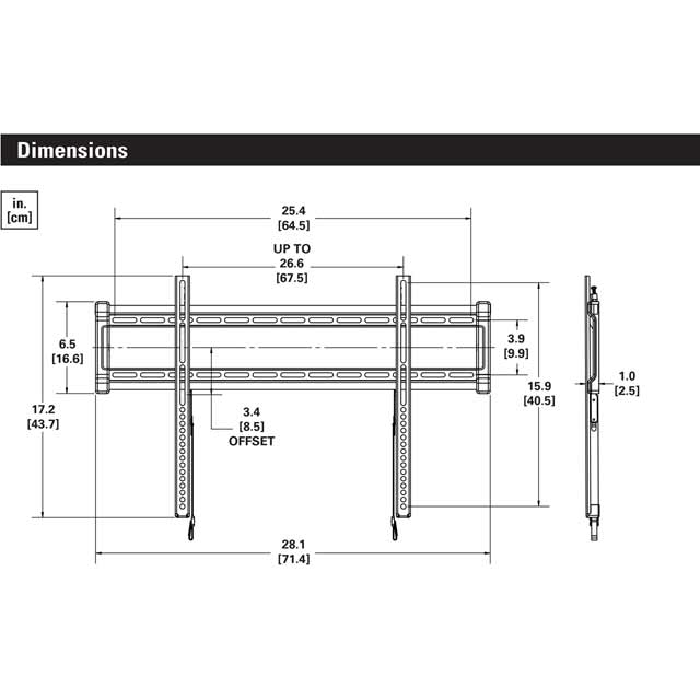 Image of Sanus Vuepoint F55C-B2 Fixed TV Wall Bracket For 47 to 90 inch TVs